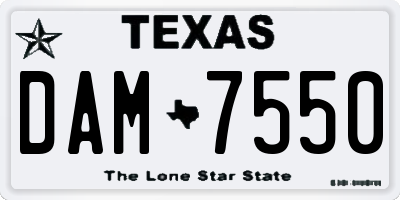 TX license plate DAM7550