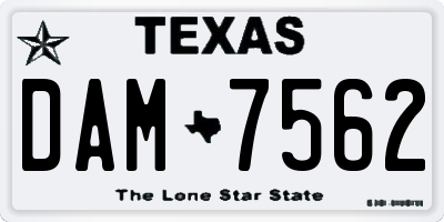 TX license plate DAM7562