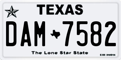 TX license plate DAM7582