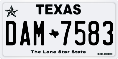 TX license plate DAM7583