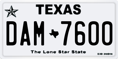 TX license plate DAM7600
