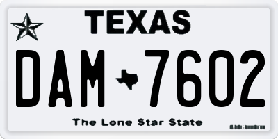 TX license plate DAM7602