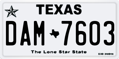 TX license plate DAM7603