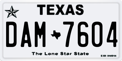 TX license plate DAM7604