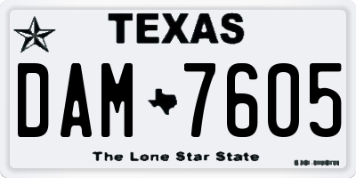 TX license plate DAM7605