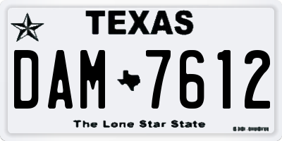 TX license plate DAM7612