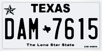 TX license plate DAM7615