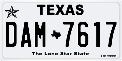 TX license plate DAM7617