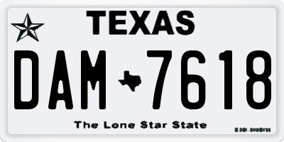 TX license plate DAM7618