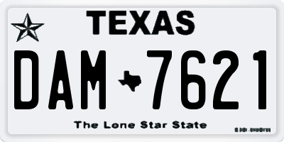 TX license plate DAM7621