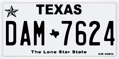 TX license plate DAM7624
