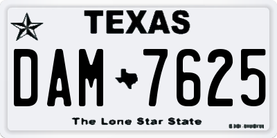 TX license plate DAM7625