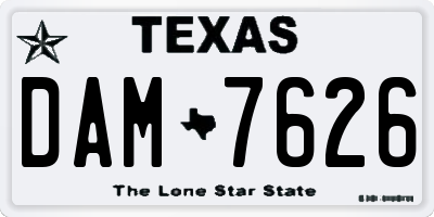 TX license plate DAM7626