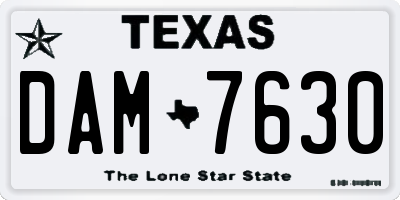 TX license plate DAM7630