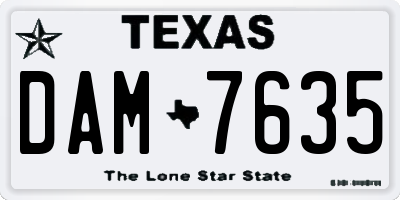 TX license plate DAM7635