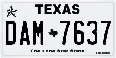 TX license plate DAM7637