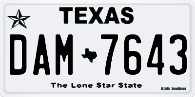 TX license plate DAM7643