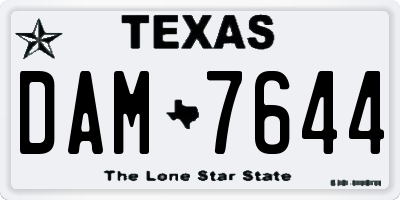 TX license plate DAM7644