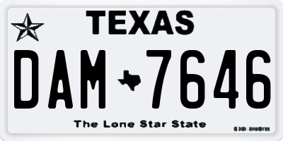 TX license plate DAM7646