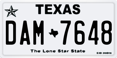 TX license plate DAM7648