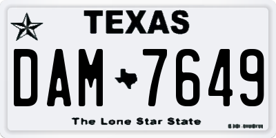 TX license plate DAM7649