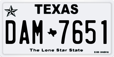 TX license plate DAM7651