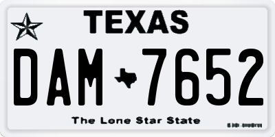 TX license plate DAM7652