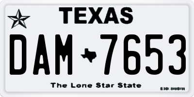 TX license plate DAM7653