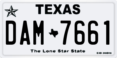 TX license plate DAM7661