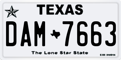 TX license plate DAM7663