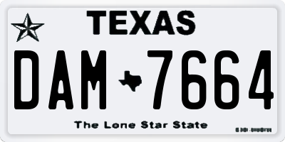 TX license plate DAM7664
