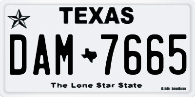 TX license plate DAM7665
