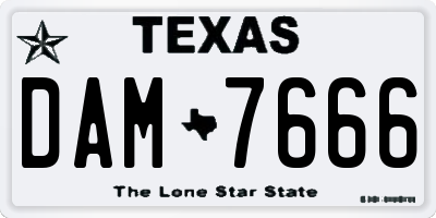 TX license plate DAM7666