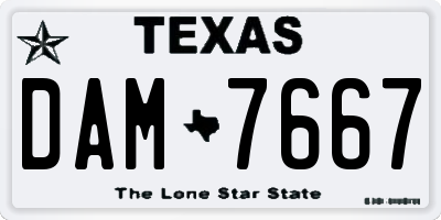TX license plate DAM7667