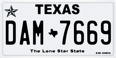 TX license plate DAM7669