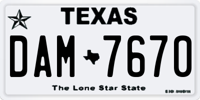 TX license plate DAM7670