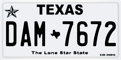 TX license plate DAM7672