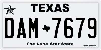 TX license plate DAM7679