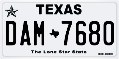 TX license plate DAM7680