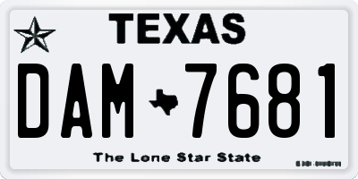 TX license plate DAM7681