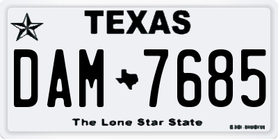 TX license plate DAM7685