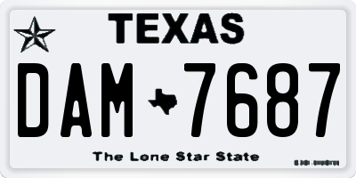 TX license plate DAM7687