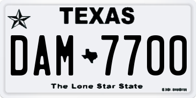 TX license plate DAM7700