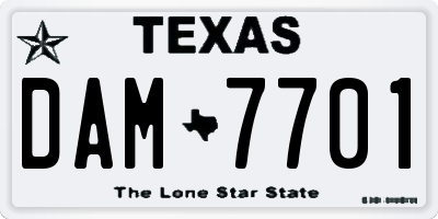 TX license plate DAM7701