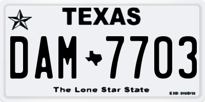 TX license plate DAM7703