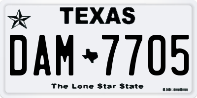 TX license plate DAM7705