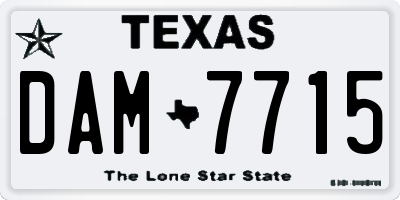 TX license plate DAM7715