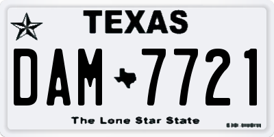 TX license plate DAM7721