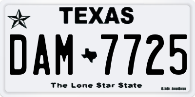 TX license plate DAM7725