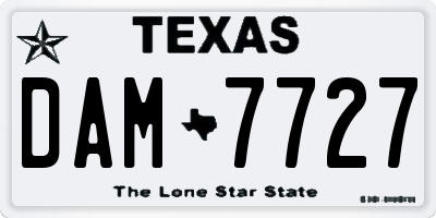 TX license plate DAM7727